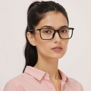 Blue Block Zero Power Screen Glasses: Black Full Rim Rectangle