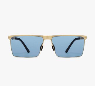 Gold Blue Full Rim Rectangular Branded Sunglass